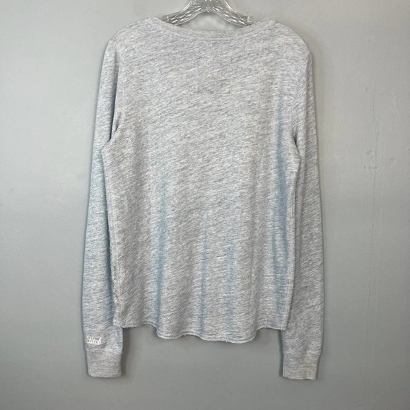 ABERCROMBIE & Fitch Heather Blue French Terry Sequin Front Top Size M Raw Hem - Picture 12 of 13